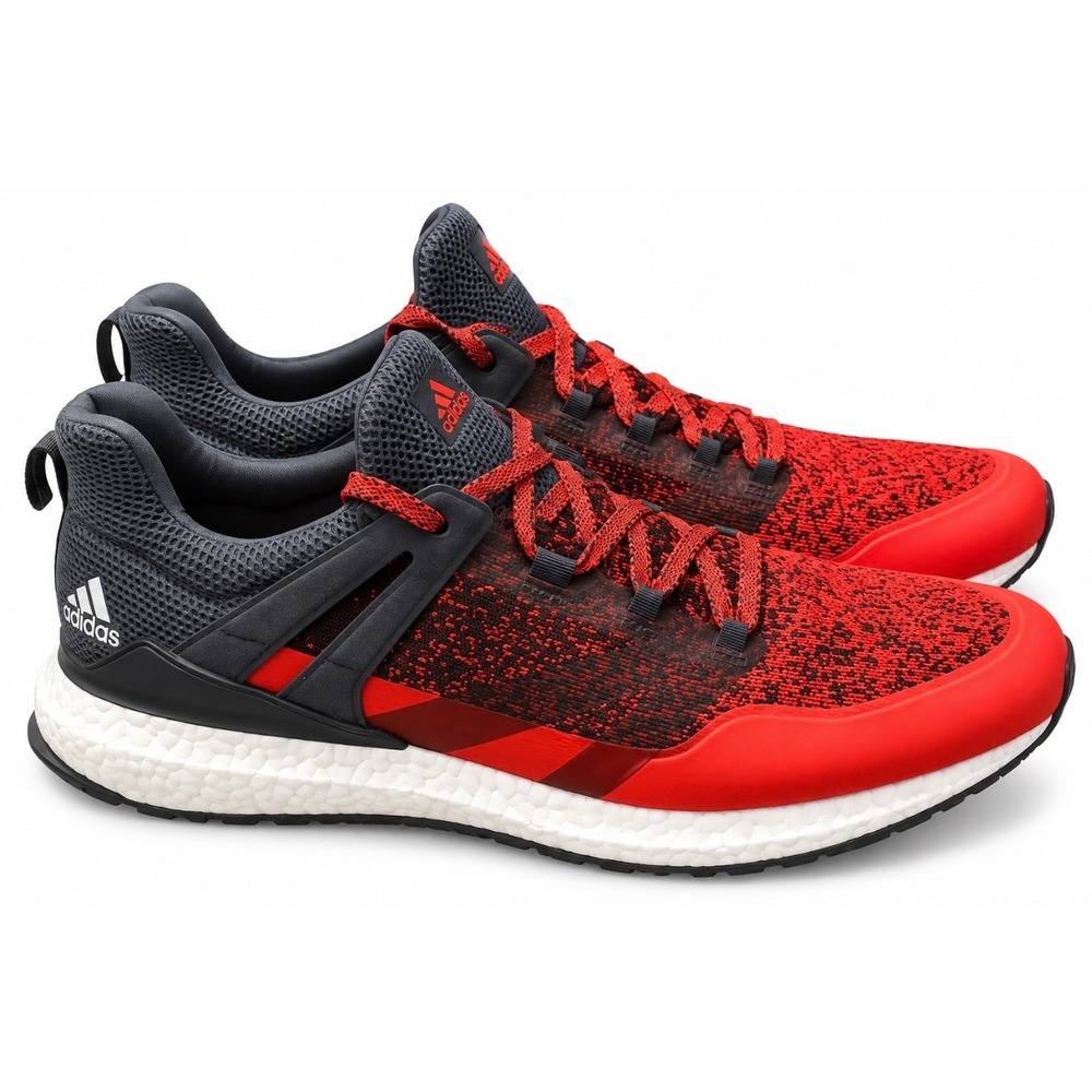 New Adidas Crossknit Boost Golf Shoes Mens 13 Red Gray Black Spikeless